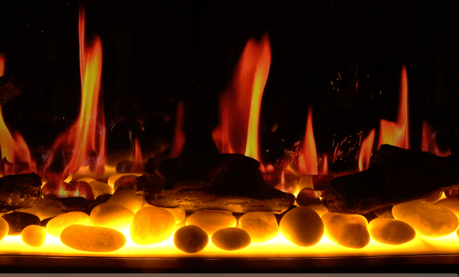 2025 New Litedeer Homes Gloria II 58" Smart Electric Fireplace with App Driftwood Log & River Rock - ZEF58VS, Silver