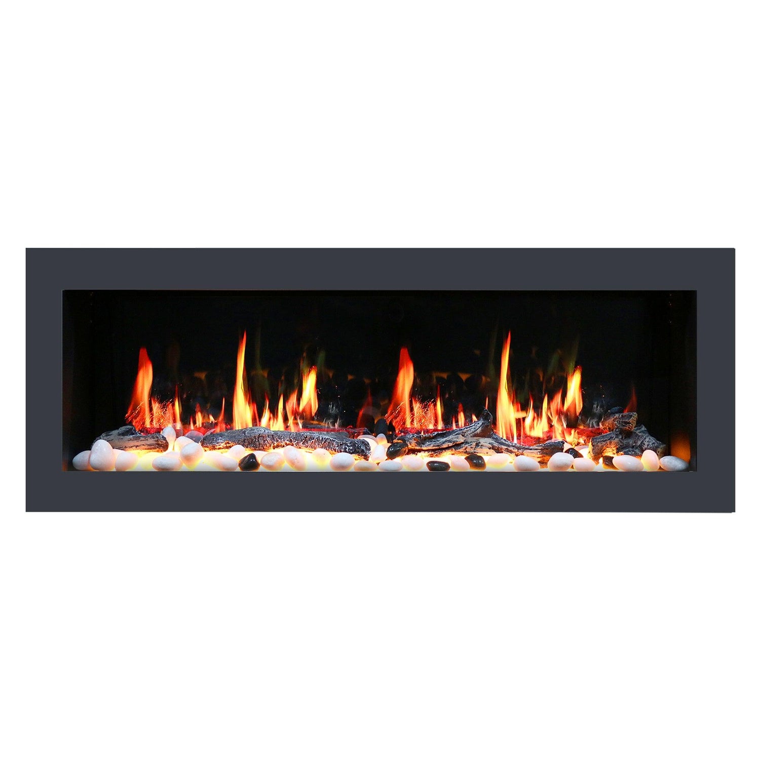Litedeer Homes Gloria II 68" Smart Electric Fireplace with App Driftwood Log & River Rock - ZEF68XS, Silver