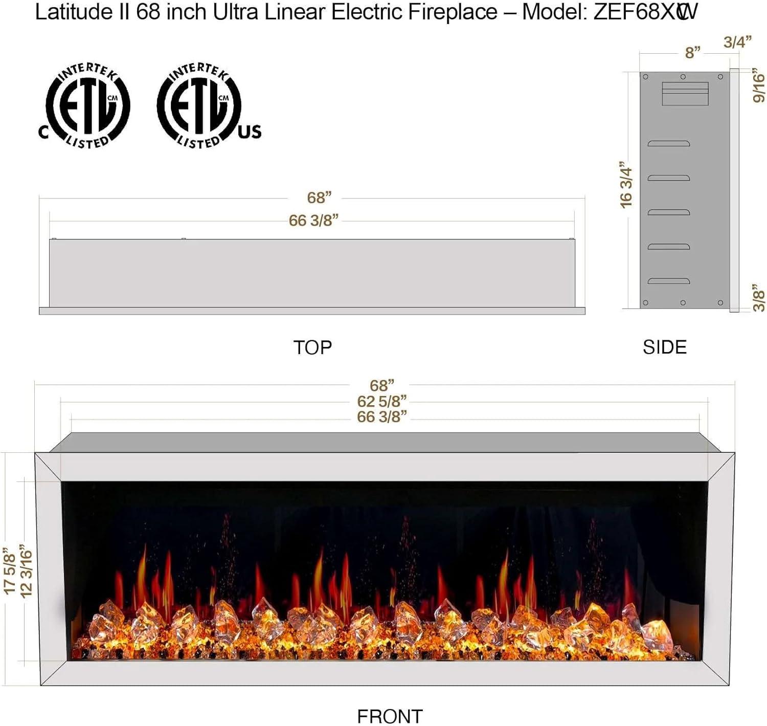 Litedeer Homes Gloria II 68" Smart Electric Fireplace with App Driftwood Log & River Rock - ZEF68XW