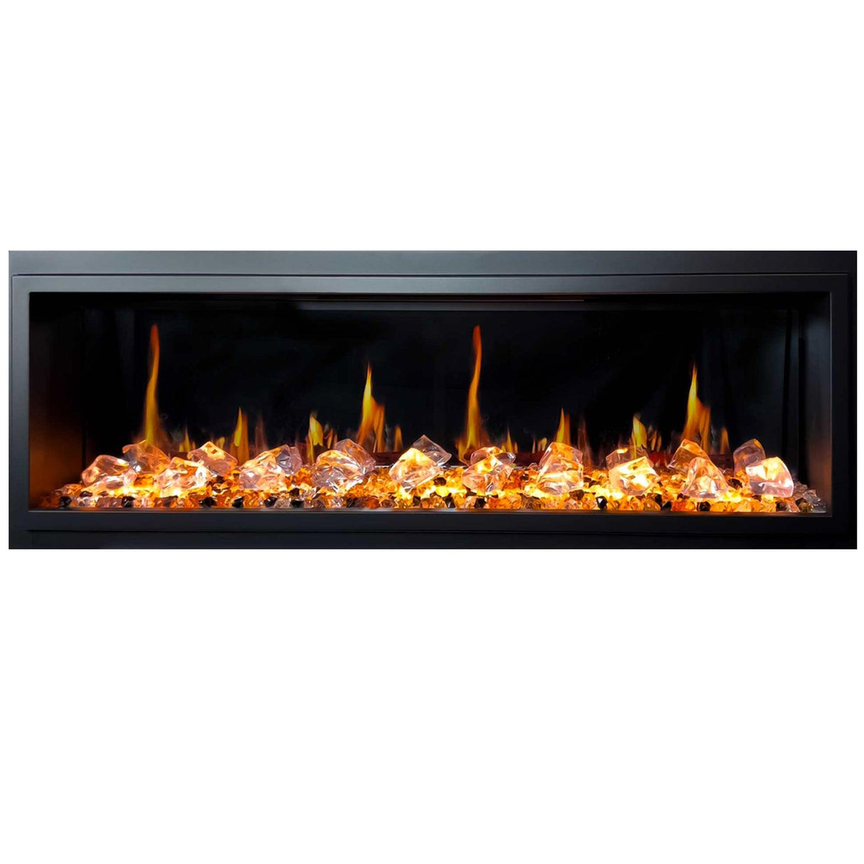2025 New Litedeer Homes Latitude 45-inch Ultra-Slim Smart Electric Fireplace with 1-inch Trim, Multi-Flame LED, Crushed Ice Rocks, WiFi/App-Control, Flush/Recessed/Wall-Mounted (Model: ZEF45XC)