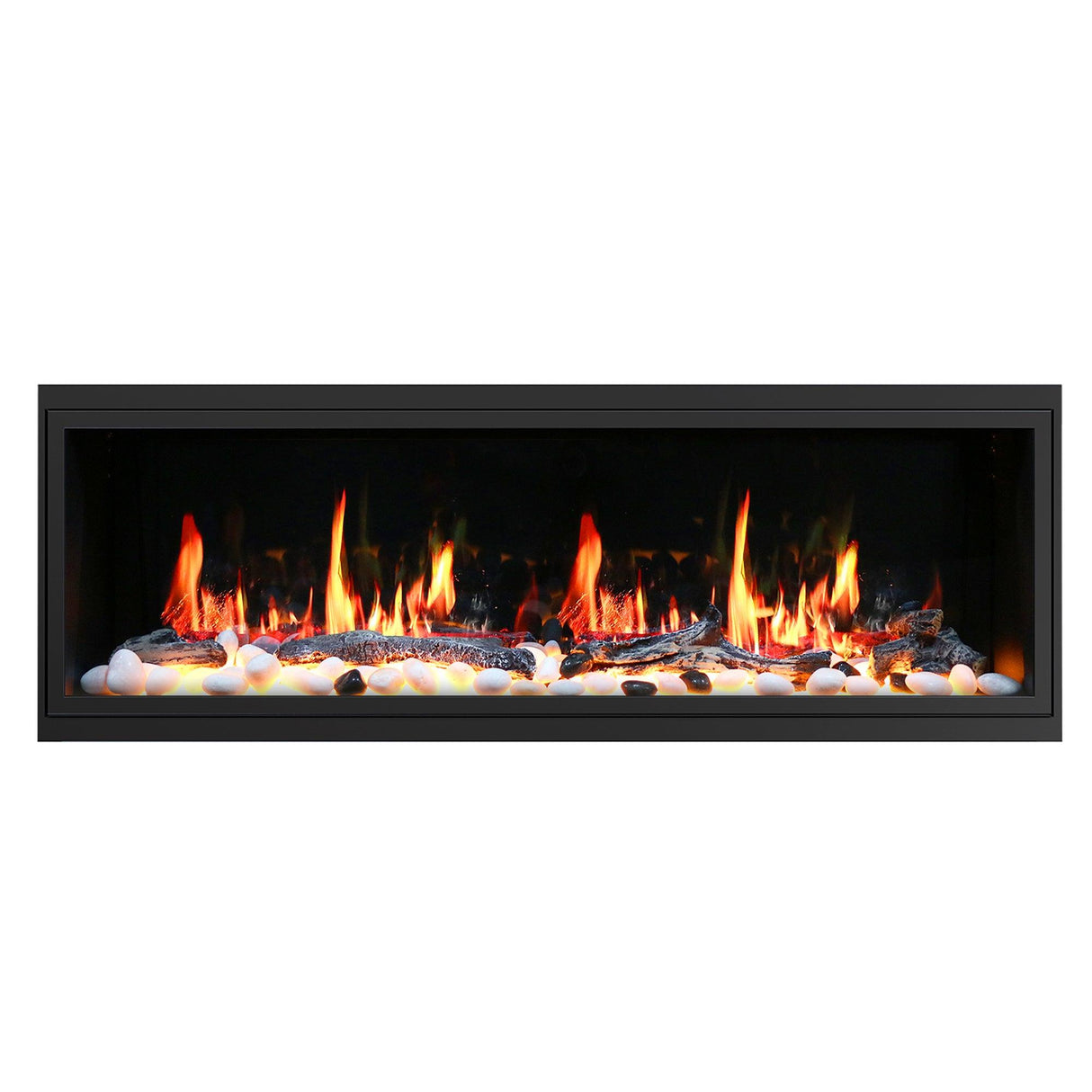 2025 NewLitedeer Homes Latitude 45" Ultra-Slim Smart Electric Fireplace – Multi-Flame LED, Driftwood Logs & River Rocks, WiFi/App-Control, Flush/Recessed/Wall-Mounted (Model: ZEF45X)