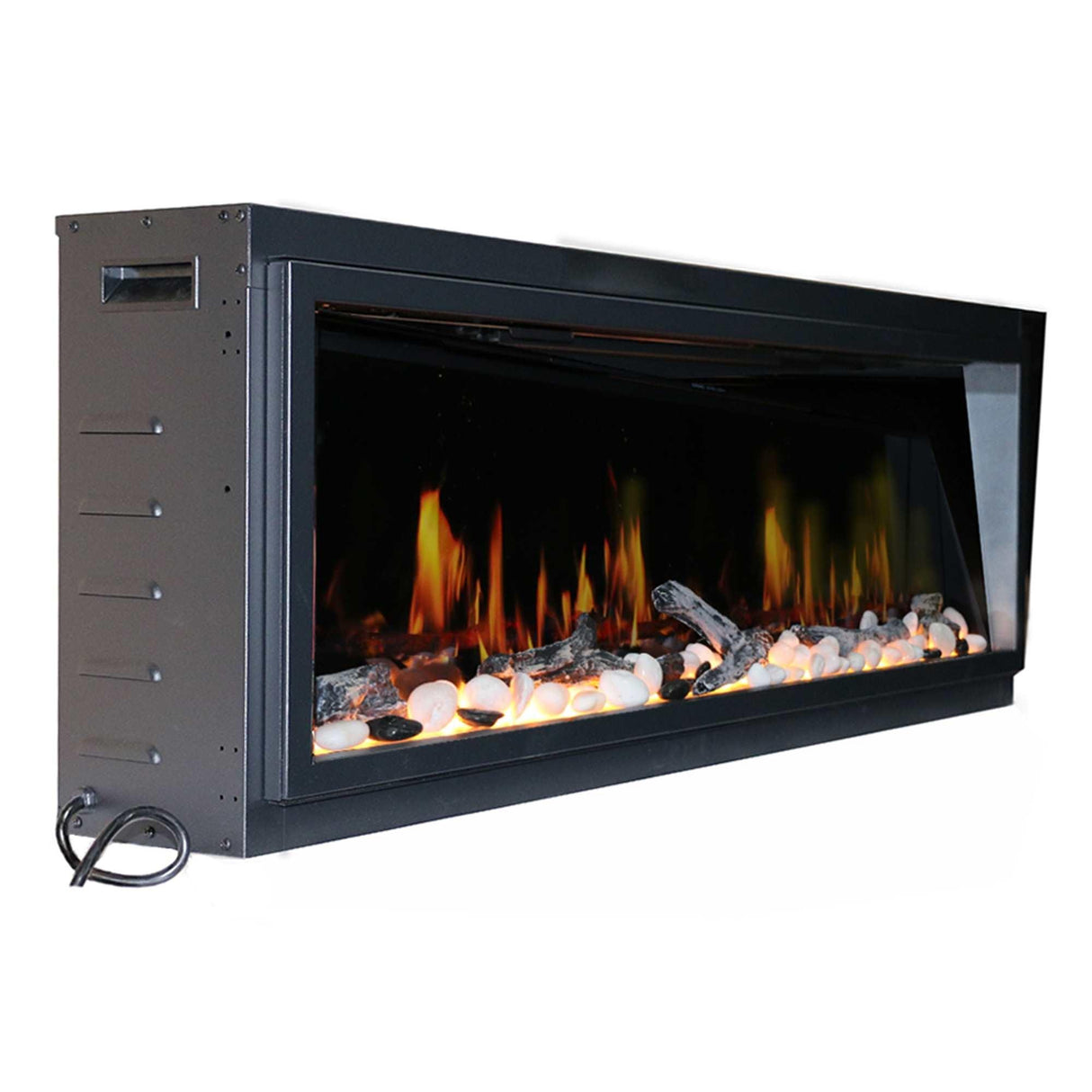 2025 NewLitedeer Homes Latitude 45" Ultra-Slim Smart Electric Fireplace – Multi-Flame LED, Driftwood Logs & River Rocks, WiFi/App-Control, Flush/Recessed/Wall-Mounted (Model: ZEF45X)