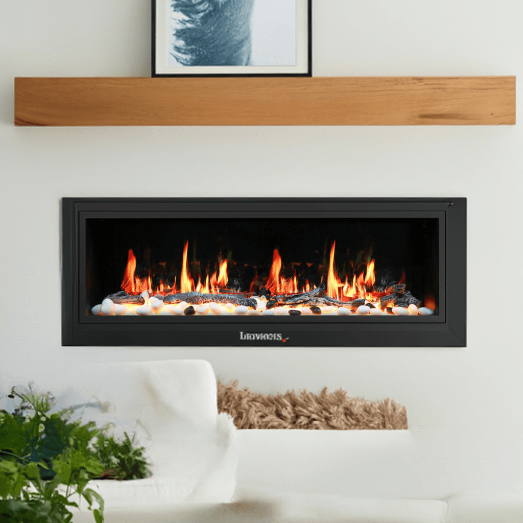 2025 NewLitedeer Homes Latitude 45" Ultra-Slim Smart Electric Fireplace – Multi-Flame LED, Driftwood Logs & River Rocks, WiFi/App-Control, Flush/Recessed/Wall-Mounted (Model: ZEF45X)
