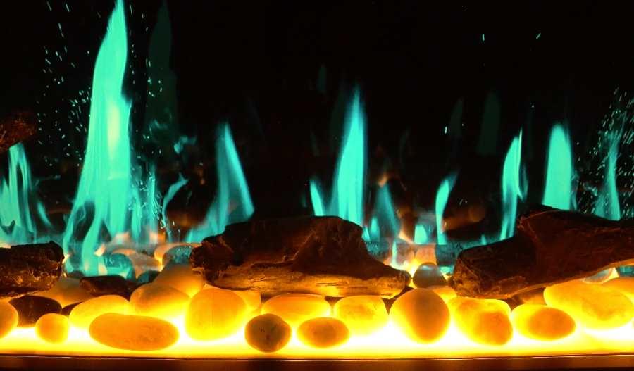 2025 New Litedeer Homes Latitude 55-inch Built-in Smart Electric Fireplace with 1-inch Trim, Multi-Flame LED, Driftwood Logs & River Rocks, WiFi/App-Control, Flush/Recessed/Built-in (Model: ZEF55V)