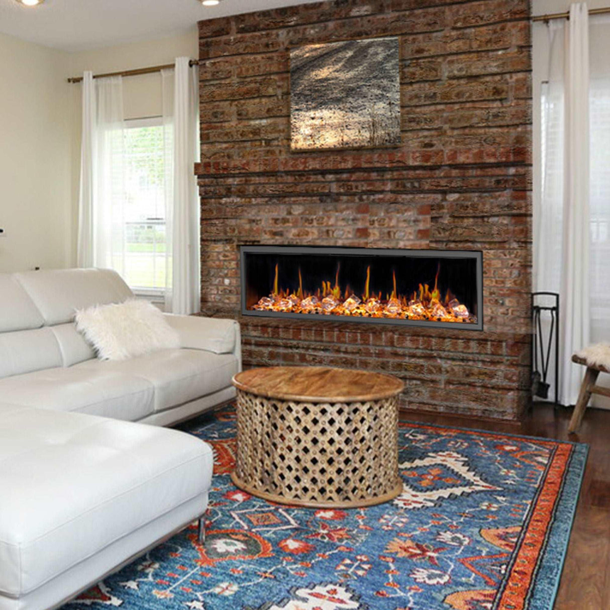 2025 New Litedeer Homes Latitude 55 inch Built-in Smart Electric Fireplace with Crackling Sounds, Diamond-like Crystal - ZEF55VC