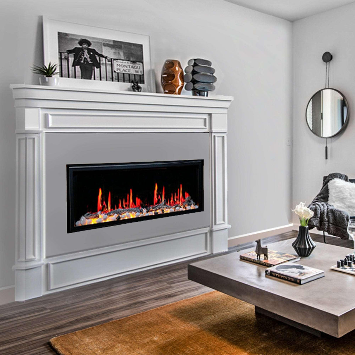 2025 New Litedeer Homes Latitude 55 inch Built-in Smart Electric Fireplace with Crackling Sounds, Diamond-like Crystal - ZEF55VC