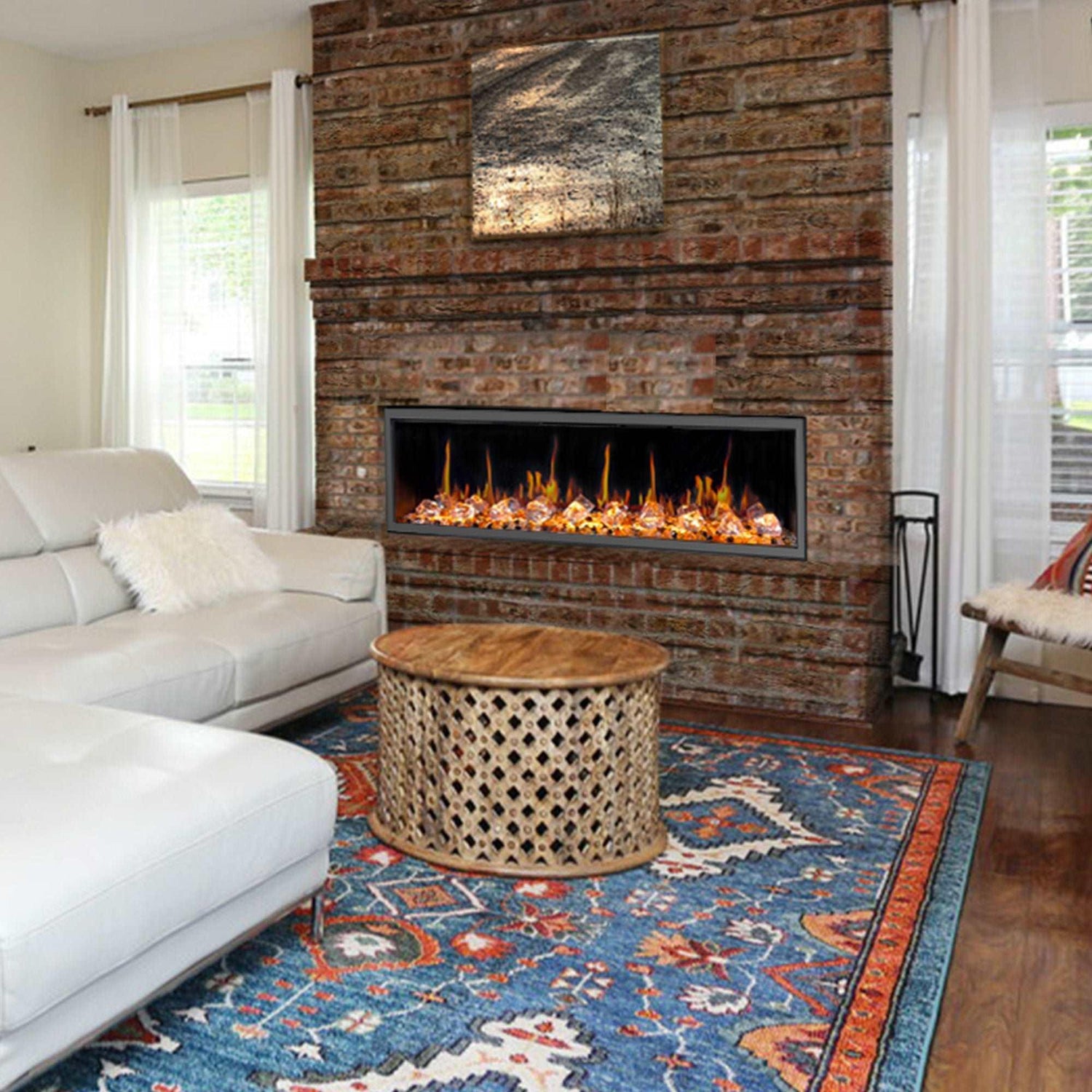 2025 New Litedeer Homes Latitude 65 inch Ultra-Slim Smart Electric Fireplace with Crackling Sounds, Diamond-like Crystal - ZEF65XC