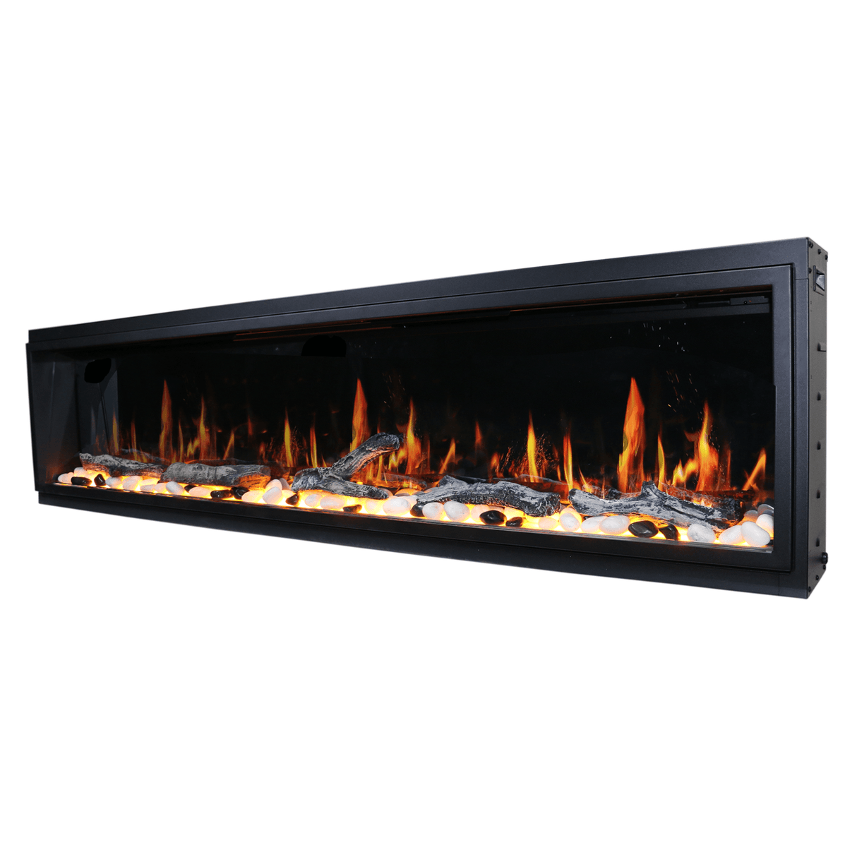 2025 New Lited eer Homes Latitude 75-inch Ultra-Sleek Smart Electric Fireplace with 1-inch Trim – Multi-Flame LED, Driftwood Logs & River Rocks, WiFi/App-Control, Flush/Recessed/Built-in Wall (Model: ZEF75V)
