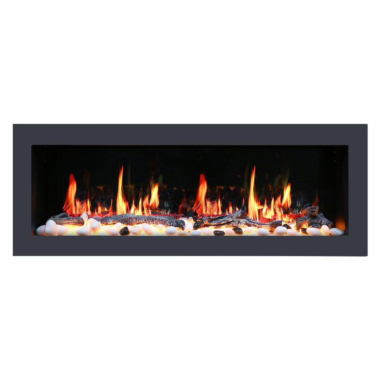 2025 New Litedeer Homes Latitude II 48-in Wall Mounted Smart Electric Fireplace with App, Crackling Sounds, Driftwood Log & River Rock - ZEF48X