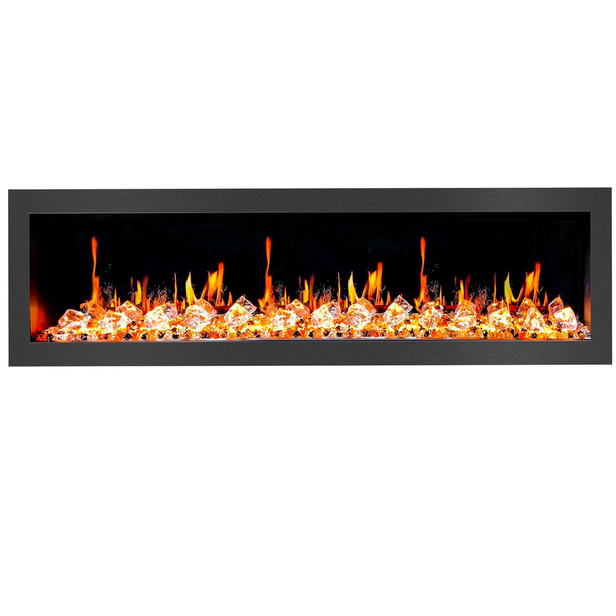 2025 New Litedeer Homes Latitude II 58-inch Wall Mount Smart Electric Fireplace with app Diamond-like Crystal - ZEF58VC, Black