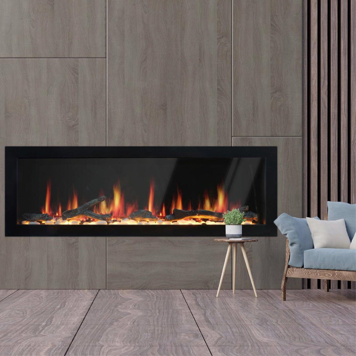 2025 New Litedeer Homes Latitude II 58-inch Wall Mount Smart Electric Fireplace with Multi-flame, Crackling Sounds - ZEF58V
