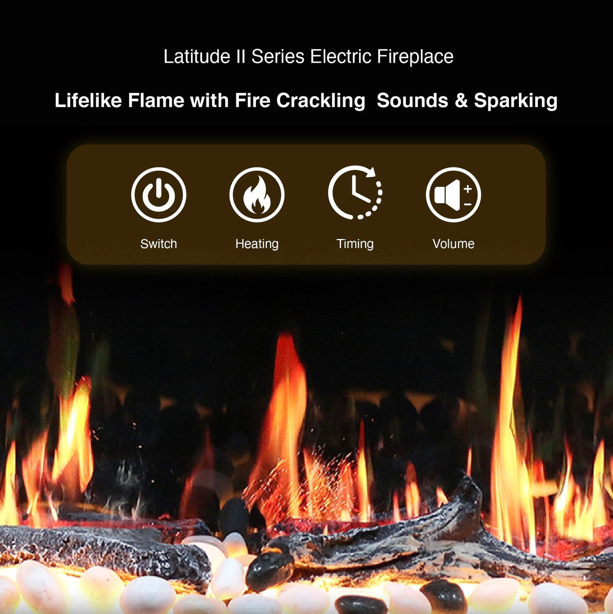 2025 New Litedeer Homes Latitude II 58-inch Wall Mount Smart Electric Fireplace with Multi-flame, Crackling Sounds - ZEF58V