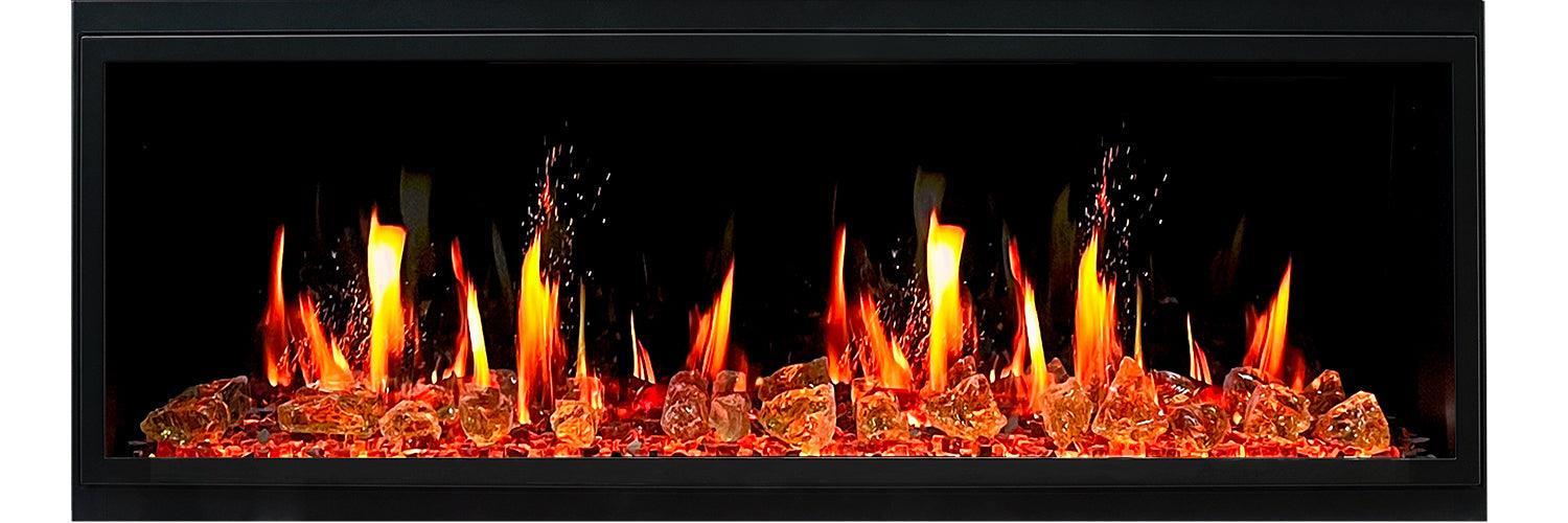 2025 New Litedeer Homes Latitude II 58-inch Wall-Mounted Smart Electric Fireplace with Crackling Sounds, Multi-Flame Style, APP Reflective Amber Glass - ZEF58VA
