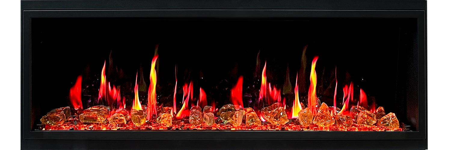 2025 New Litedeer Homes Latitude II 58-inch Wall-Mounted Smart Electric Fireplace with Crackling Sounds, Multi-Flame Style, APP Reflective Amber Glass - ZEF58VA