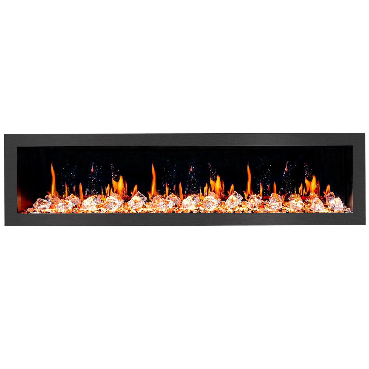 2025 New Litedeer Latitude 78-inch Wall Mount Smart Electric Fireplace with Crackling Sounds Multi-Flame Style, 5 Unique Flame Colour,All Accessories Included - ZEF78VC, Black