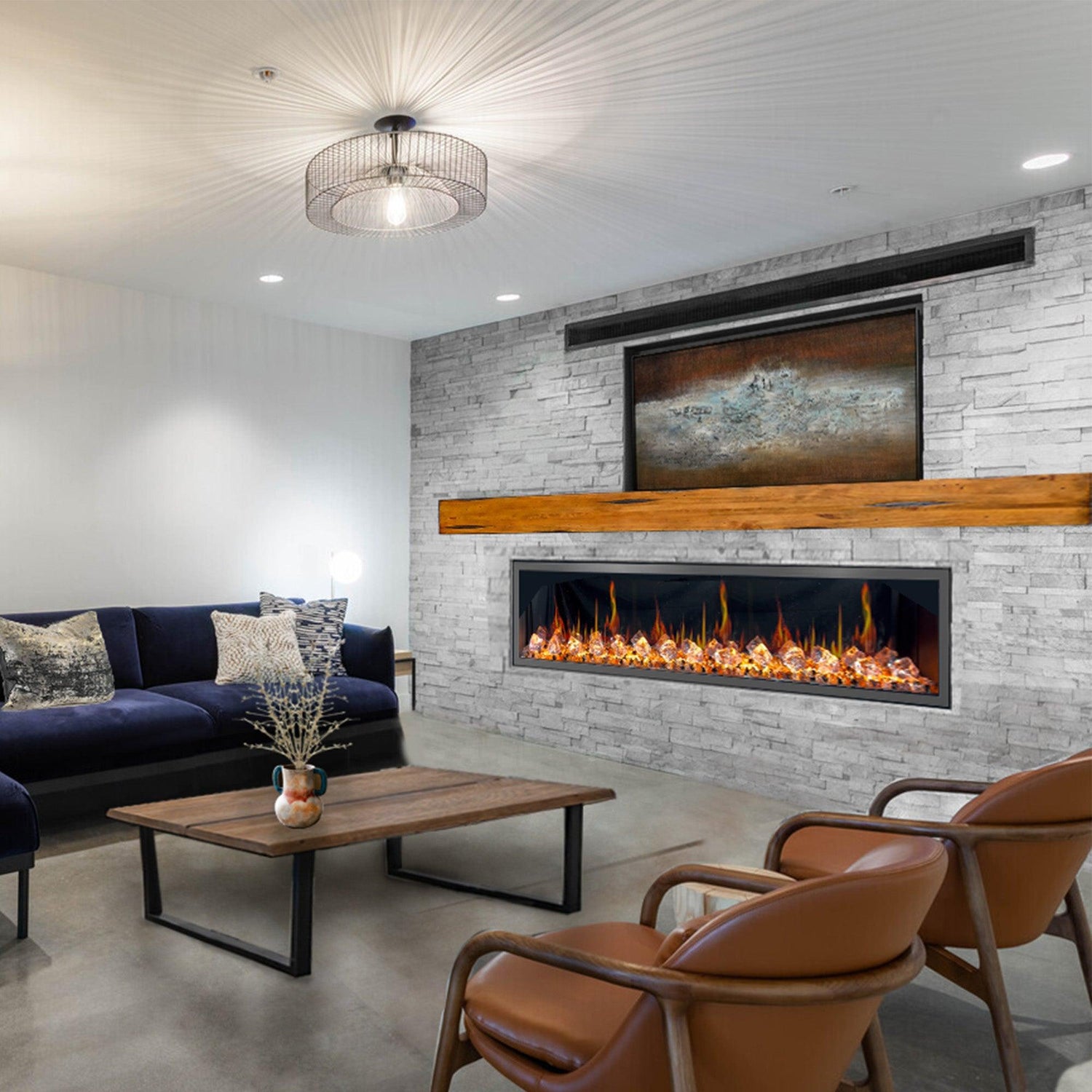 2025 New Litedeer Latitude 78-inch Wall Mount Smart Electric Fireplace with Crackling Sounds Multi-Flame Style, 5 Unique Flame Colour,All Accessories Included - ZEF78VC, Black