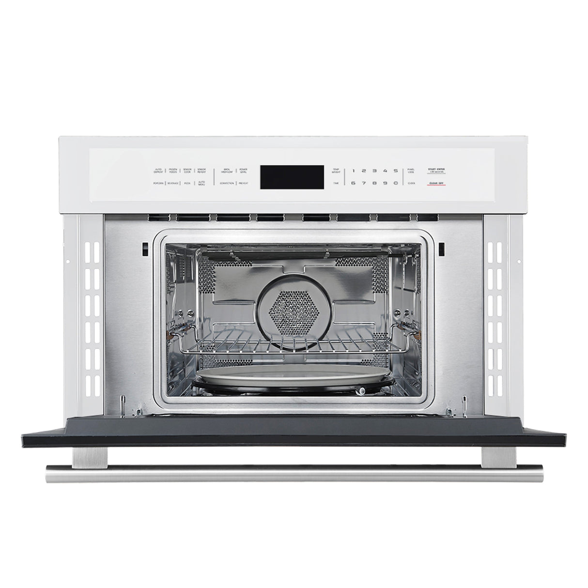 FORNO Espresso Oliena 30" 1.6 cu. ft. Built-In Microwave Oven in White with Silver Handles, FMWDR3093-30WHT