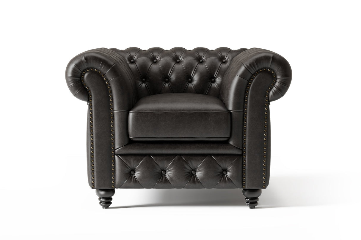 Parma Leather Chesterfield Accent Chair