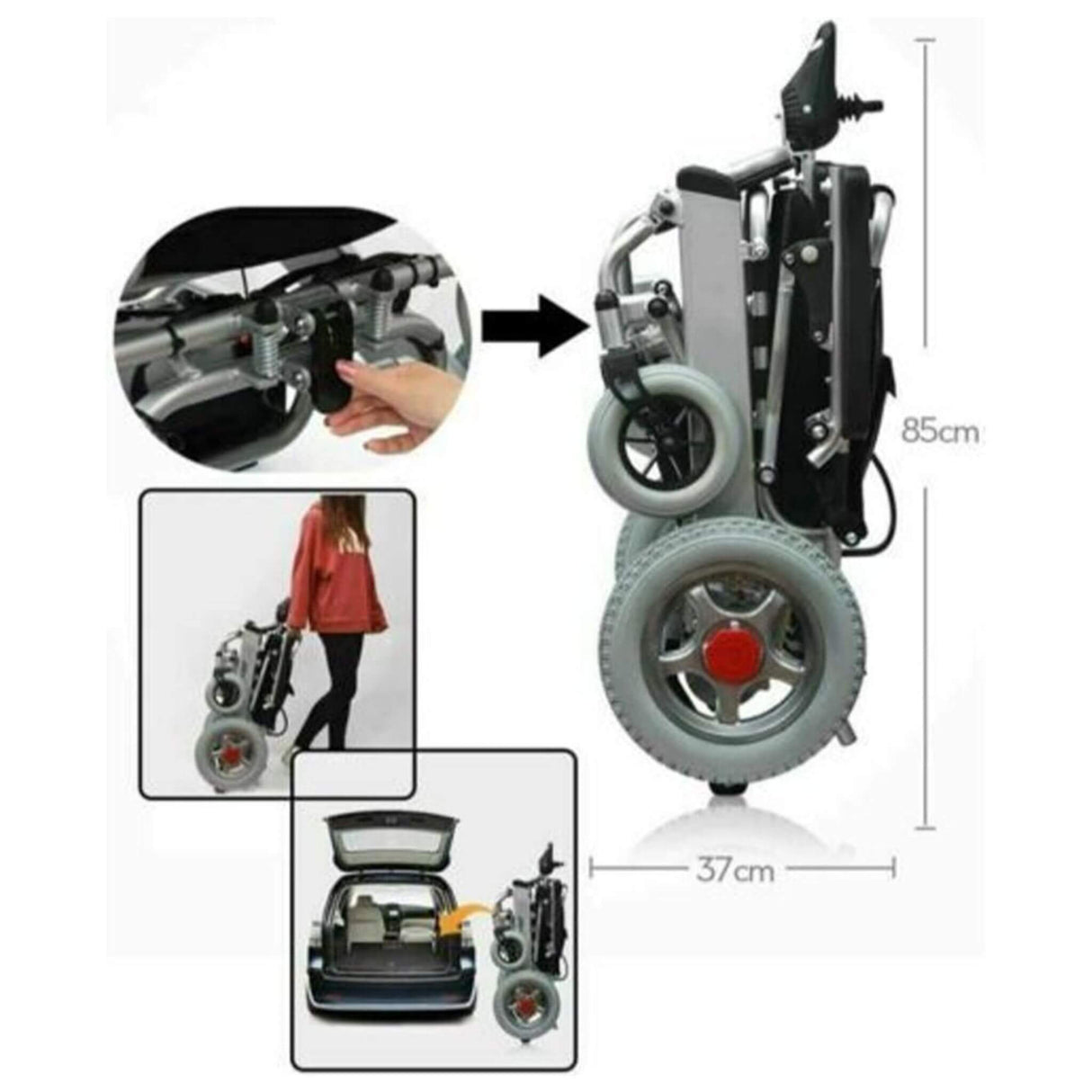 PCMOS WD602 17.5-Inch Heavy-Duty Electric Motorized Lightweight Wheelchair, 250LBS (SAK56491)