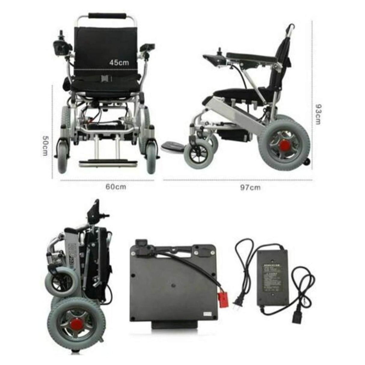 PCMOS WD602 17.5-Inch Heavy-Duty Electric Motorized Lightweight Wheelchair, 250LBS (SAK56491)
