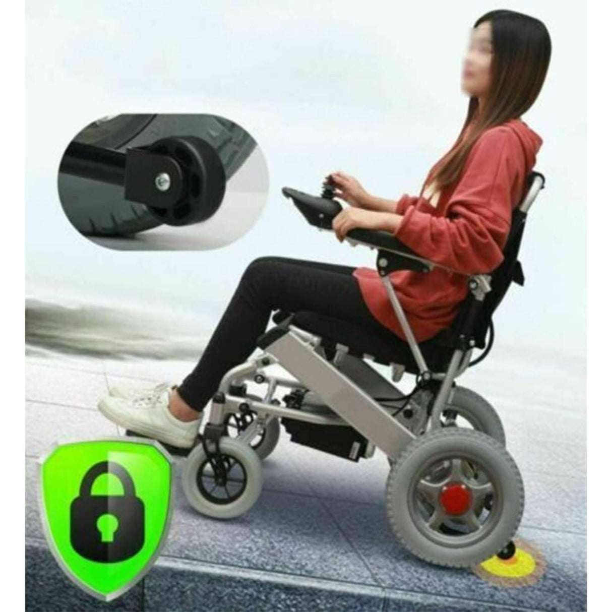 PCMOS WD602 17.5-Inch Heavy-Duty Electric Motorized Lightweight Wheelchair, 250LBS (SAK56491)