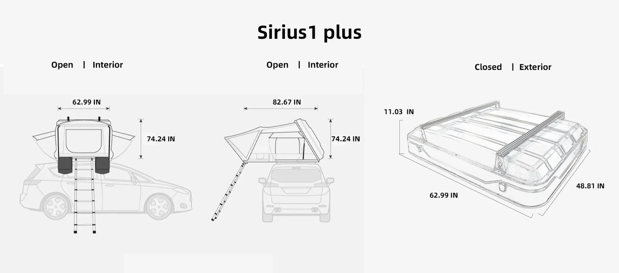 Naturnest Sirius 1 Plus XXL Clamshell Rooftop Tent