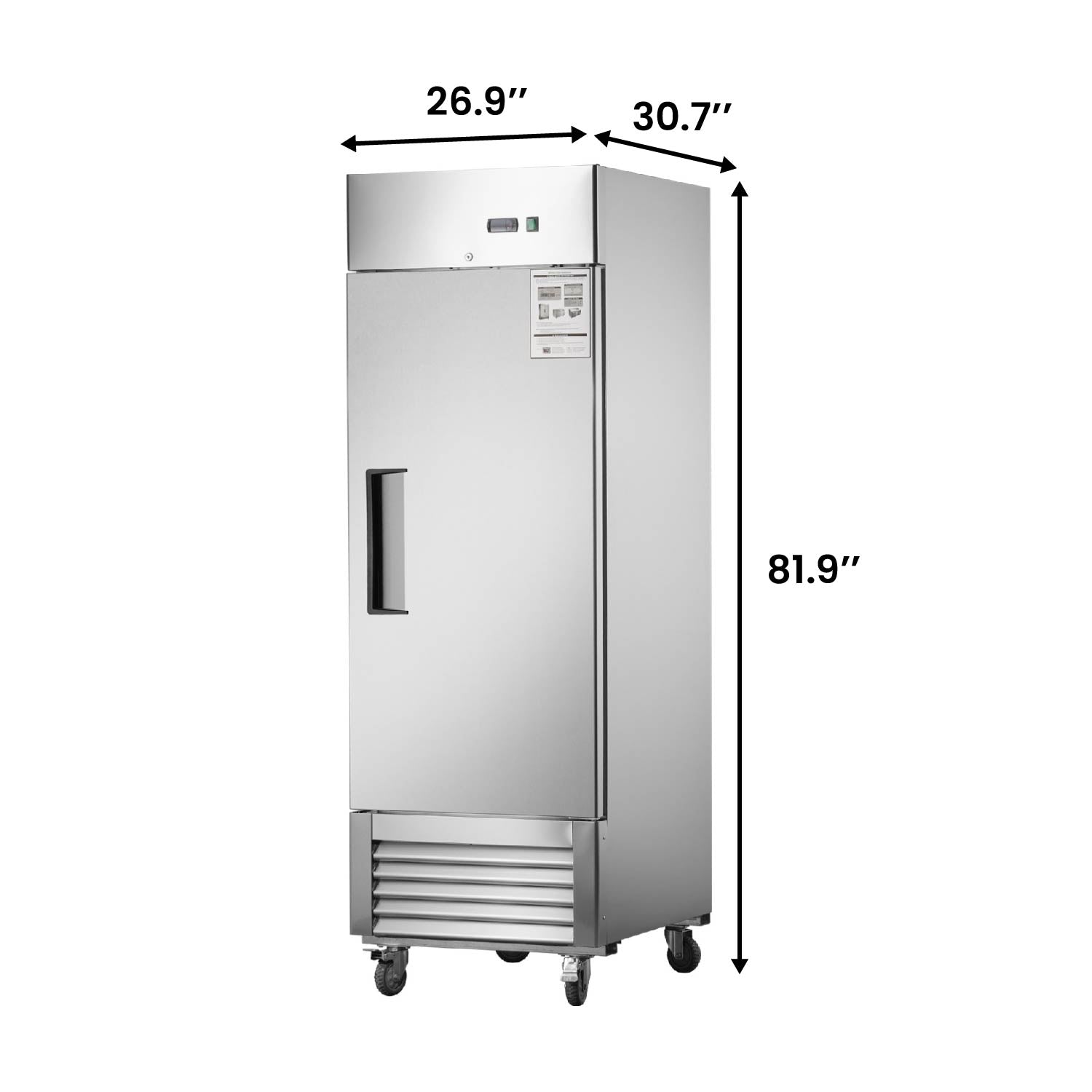 27"W Single Solid Door Reach-In Refrigerator 19 cu. ft. Commercial Refrigerator