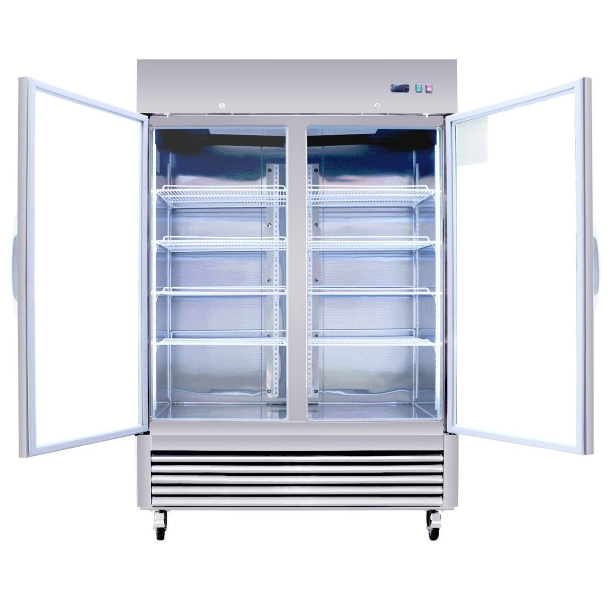 54"W Commercial Refrigerator 42 cu. ft. 2 Glass Door Reach In Refrigerator