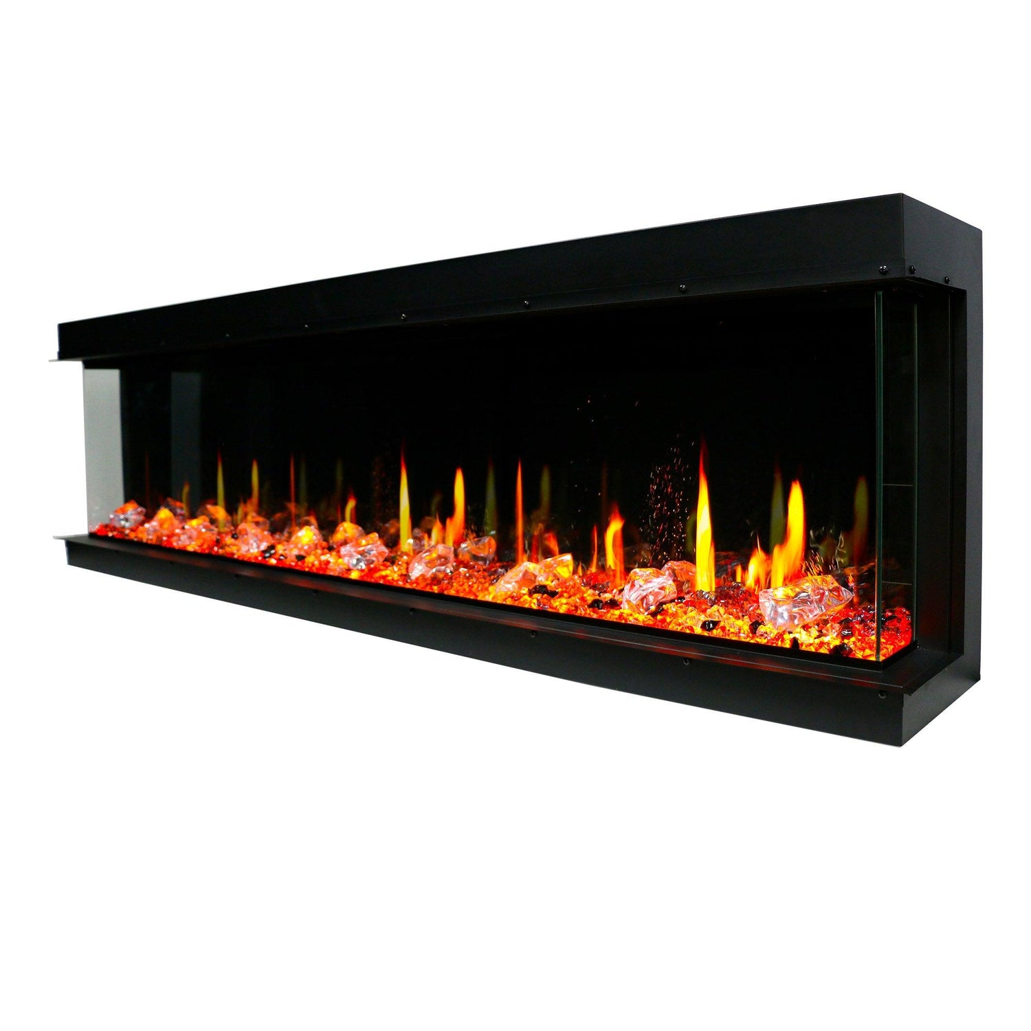 2025 New Warmcastle 3-Sided 60-inch Smart electric fireplace with app wifi enabled diamond-like crystal (Model: ZEF60T)