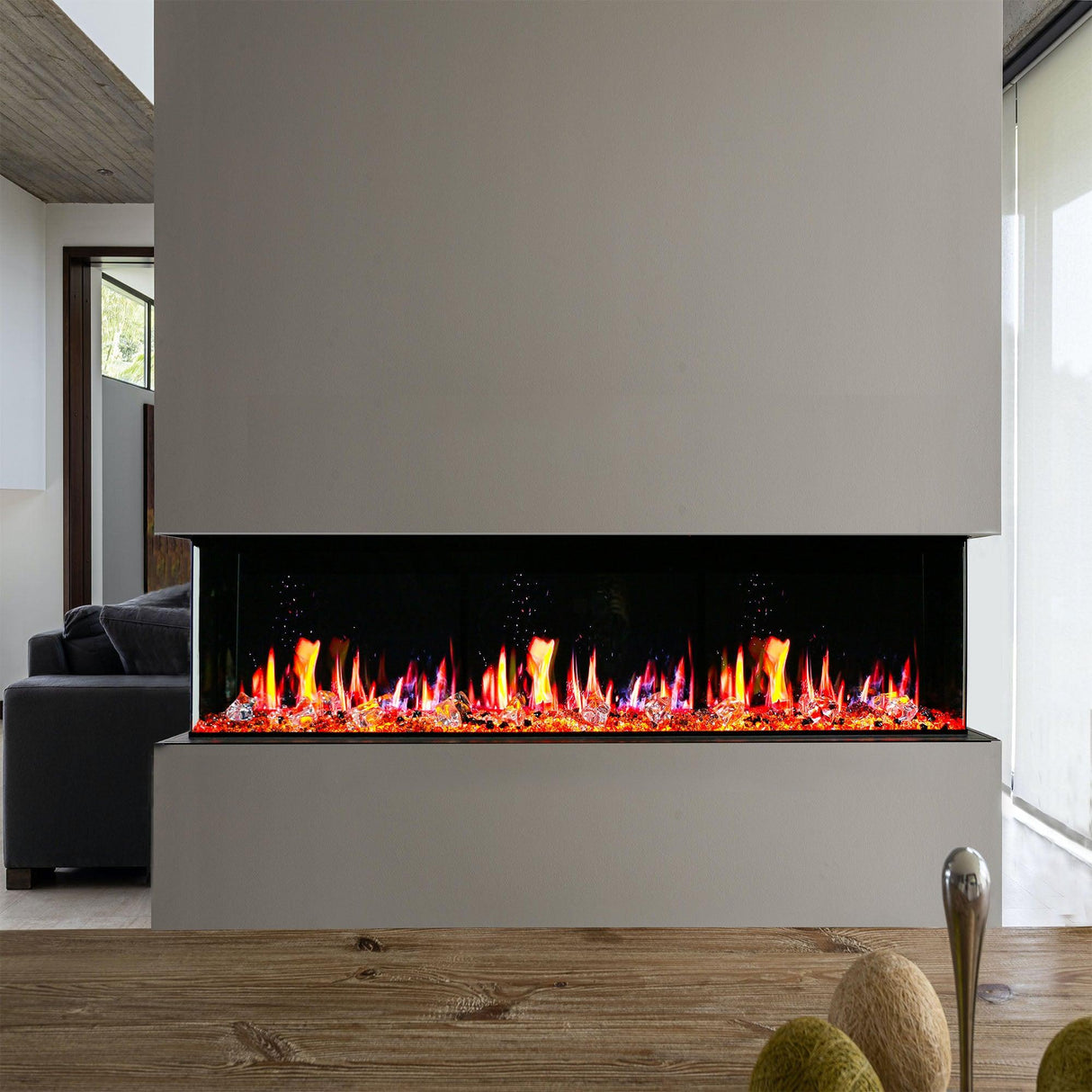 2025 New Litedeer Homes Warmcastle 72-Inch 3-Sided Smart Electric Fireplace (Model: ZEF72T) β WiFi-Enabled with Smart App Control