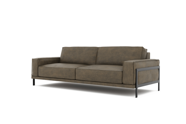 Valencia Chiara Leather Sofa with Steel Frame, Russet Brown