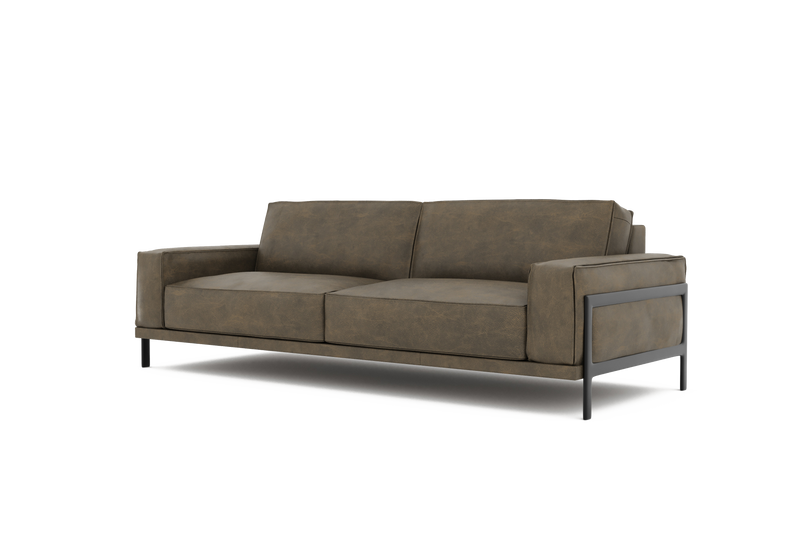 Valencia Chiara Leather Sofa with Steel Frame, Russet Brown
