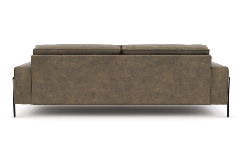 Valencia Chiara Leather Sofa with Steel Frame, Russet Brown
