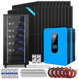 Off Grid Solar Kit 13000W 48VDC 120V/240KWH LiV LifePo4 25.6KWH Lithium Battery 22 X 450 Watts Solar Panels SGR-13K25E