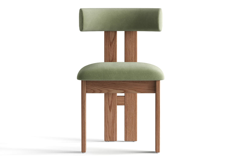 Valencia Carlo Natural Oak Wood Green Mohair Dining Chair, Green (Set of 2)