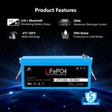 12V 100Ah/ 200Ah LiFePo4 Deep Cycle Lithium Battery Bluetooth / Self-Heating / IP65