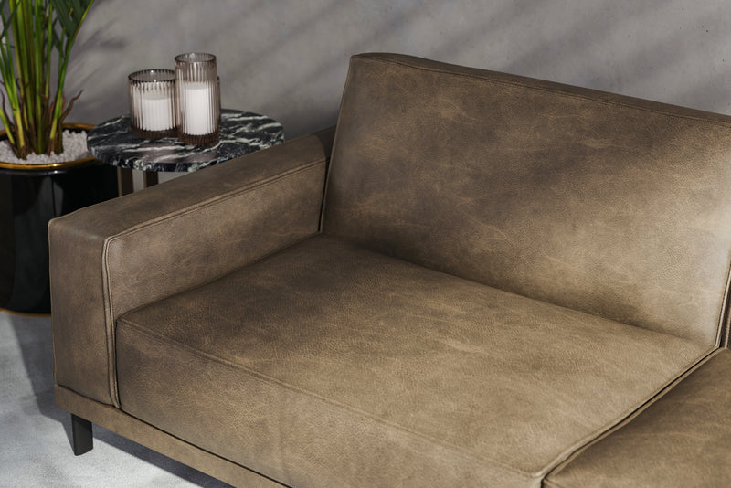 Valencia Chiara Leather Sofa with Steel Frame, Russet Brown