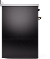 ILVE Nostalgie II 30-Inch Freestanding Electric Induction Range in Glossy Black with Bronze Trim (UPI304NMPBKB)