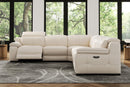 Valencia Ellie Top Grain Leather L-Shape Sofa, Beige