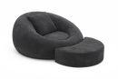 Valencia Grace Fabric Theater Lounge Cuddle Seat with Ottoman, Charcoal Grey