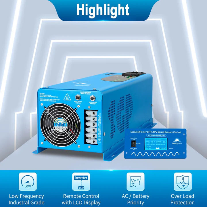 SUNGOLD POWER 4000W DC 12V Split Phase Pure Sine Wave Inverter With Charger