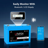 2 X 12V 100AH LiFePO4 Deep Cycle Lithium Battery / Bluetooth /Self-heating / IP65