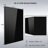 Off-Grid Solar Kit 13000W 48VDC 120V/240V LifePo4 20.48KWH Lithium Battery 14 X 415 Watts Solar Panels SGR-13KM