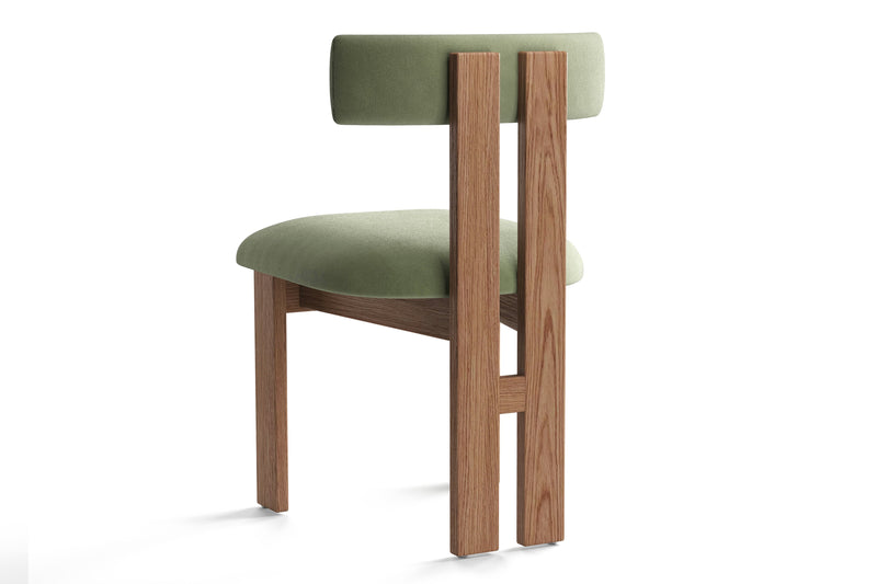 Valencia Carlo Natural Oak Wood Green Mohair Dining Chair, Green (Set of 2)