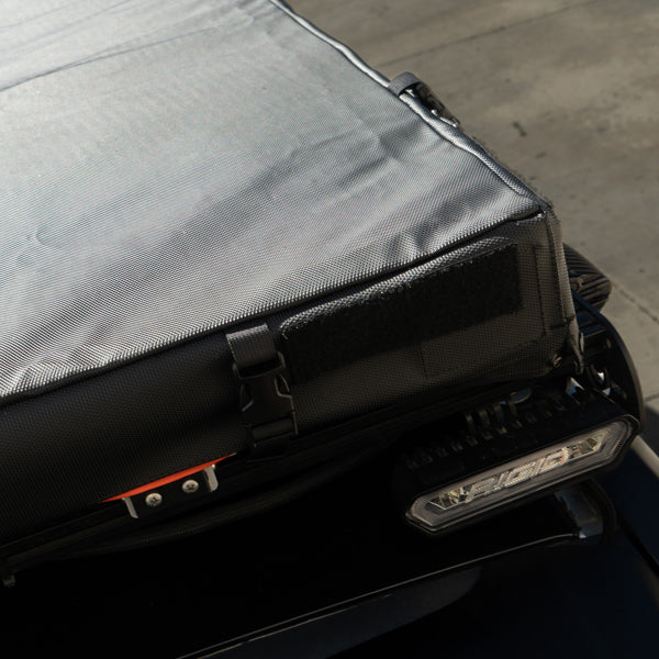 Badass tents - high cap "packout"- preassembled soft top rooftop tent (universal fit) - black rhinotec cover + grey/org tent - 48x88"