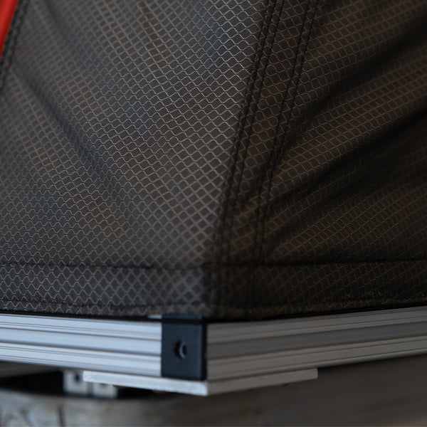 Badass tents - high cap "packout"- preassembled soft top rooftop tent (universal fit) - black rhinotec cover + grey/org tent - 48x88"