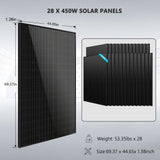 Hybrid Solar Kit 11.4KW 48V Split Phase 30.72KWH Lithium Battery 28 X 450 Watt Solar Panel (Optional) SGH-11N3E