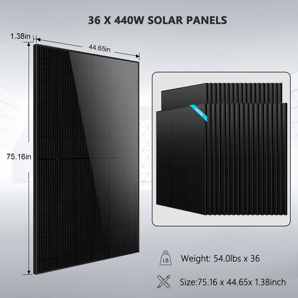 Hybrid Solar Kit 11.4KW 48V Split Phase 51.2 KWH Lithium Battery 36 X 450 Watt Solar Panel (Optional) SGH-11N5E