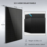 OFF GRID SOLAR KIT 20KW 48VDC 120V/240V LIFEPO4 30.72KWH-32.14KWH LITHIUM BATTERY 32 X 450 WATTS SOLAR PANELS SGR-20K30E