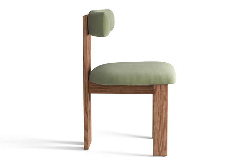 Valencia Carlo Natural Oak Wood Green Mohair Dining Chair, Green (Set of 2)